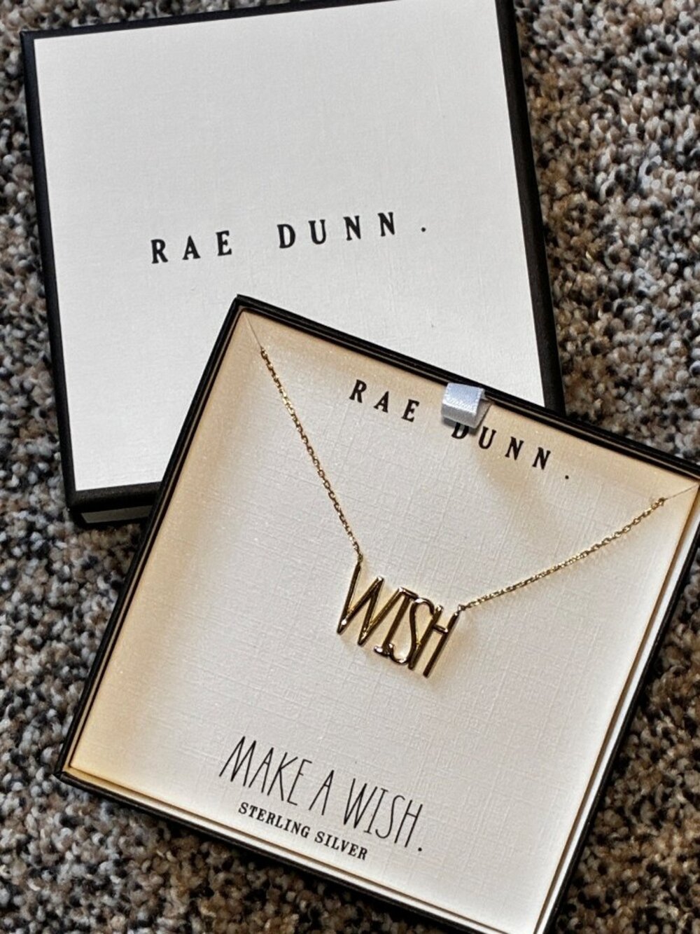 Rae Dunn WISH Necklace 14K Gold Plated Sterling Silver Inspirational Jewelry NWT
